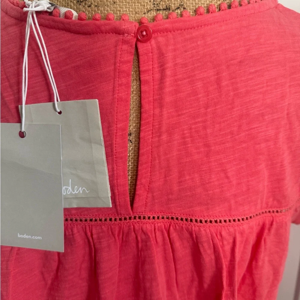 Boden Pink Puff Sleeve Pleated Blouse